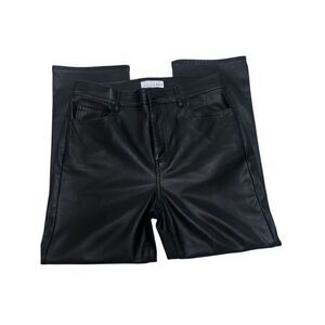 LOFT Women's Faux Leather Straight Fit Cropped Pants Black Dark Wash Size 27/4
